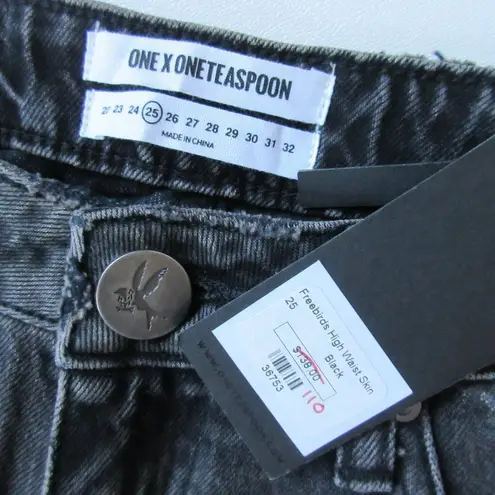 One Teaspoon NWT  High Waist Freebirds in Double Bass Black Destroyed Jeans 25