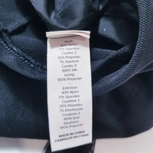 Cinq a Sept Black Ruched Mesh Mini Bodycon Dress Long Sleeves Plunging Neckline Size 2