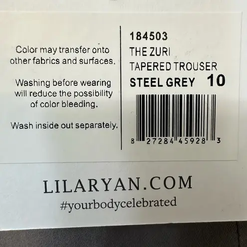 Lila Ryan The Zuri grey tapered trouser NWT
