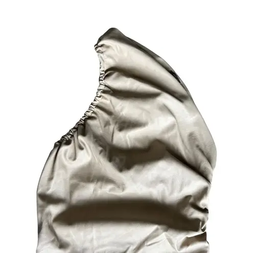 4Si3NNA Revolve Womens Kamala One Shoulder Tan Beige Faux Leather One Sleeve Top Size XS