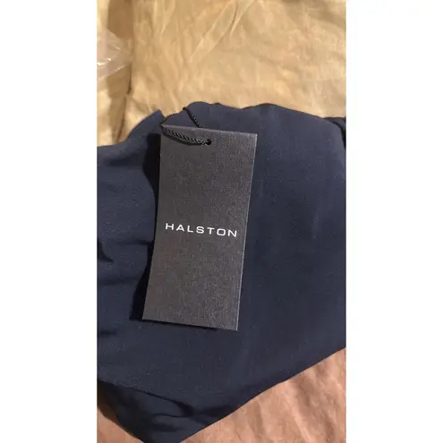 Halston Heritage Halston Nathalie Jersey Draped One Shoulder Navy Top XL