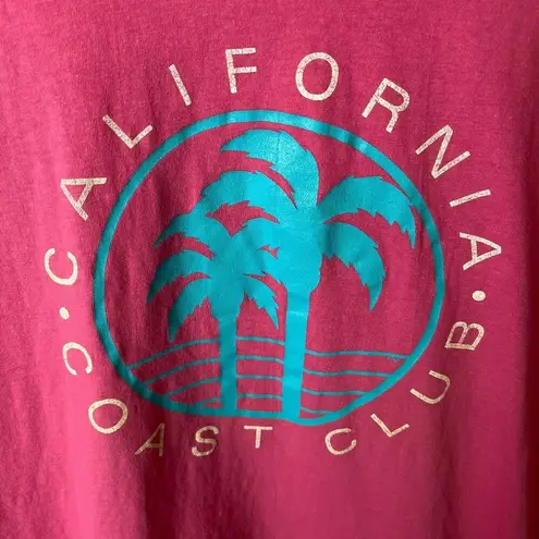 Vintage 80s 90s California Coast Club T Shirt Pink XL Extra Large USA Palm Tree