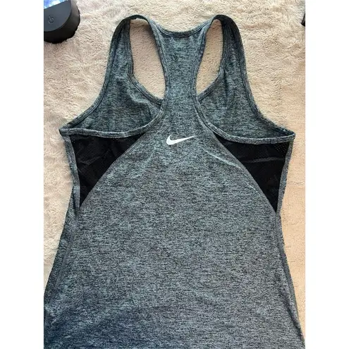 Nike  Women's Gray Racerback Tank Top Standard Dri-FIT Gym Yoga Sleeveles…