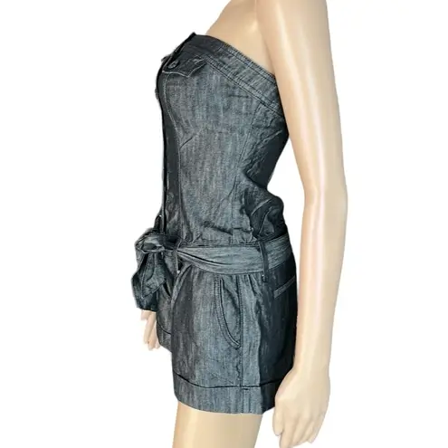 Arden B strapless black denim romper