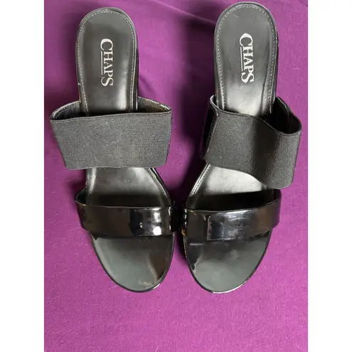 CHAPS  Ralph Lauren Rhoda Black Stretch Wedges, Size 9.5