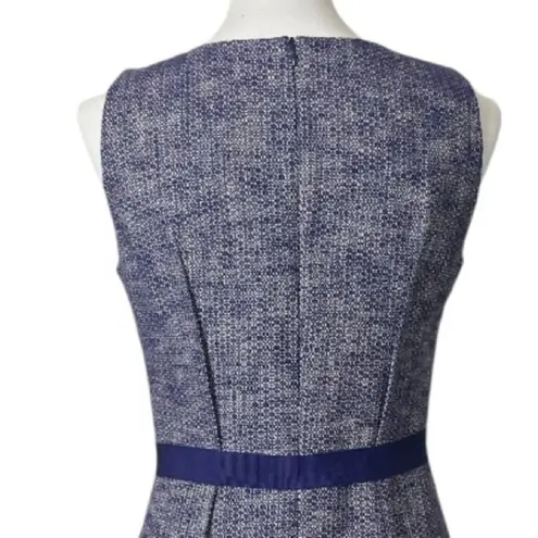 Paule Ka Sheath Dress Tweed Sleeveless Round Neck Purple Cream Women’s Size 8