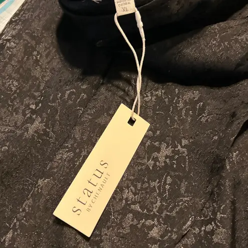 Status by Chenault Black Textured Tie Waist Midi Skirt Women's XL