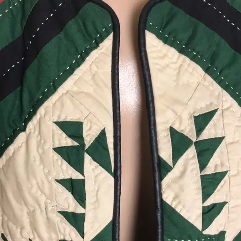 Quilted Jacket Coat Quilt Starburst Red Green Cream Cottage Size L