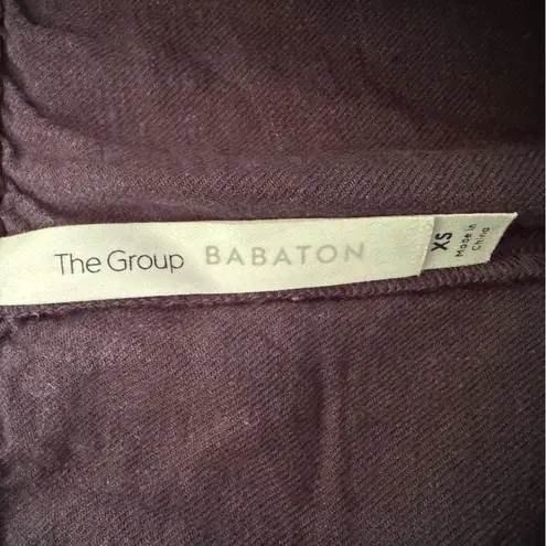 Babaton The Group Navy Linen Blend Wide Leg Pant Elastic Waist Pocket Size XS