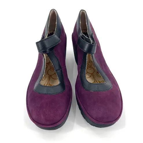 Fly London Leather Mary Jane Wedges Yert Potent Purple Comfort Shoe