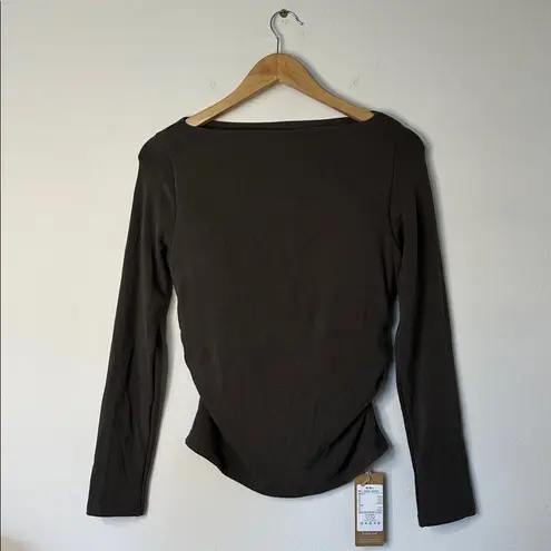 NWT OGL Brami Top Ruched Boatneck Thermal Built