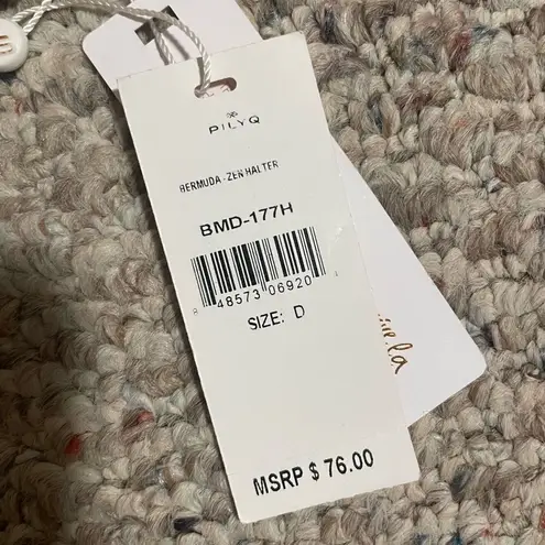 PilyQ NWT Bermuda Zen Halter Palm Swim Top- Size D Cup