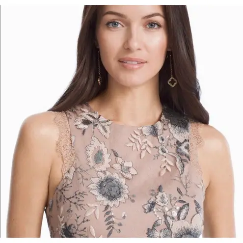 Aiden Mattox Blush Embroidered Sequin Sheath Dress