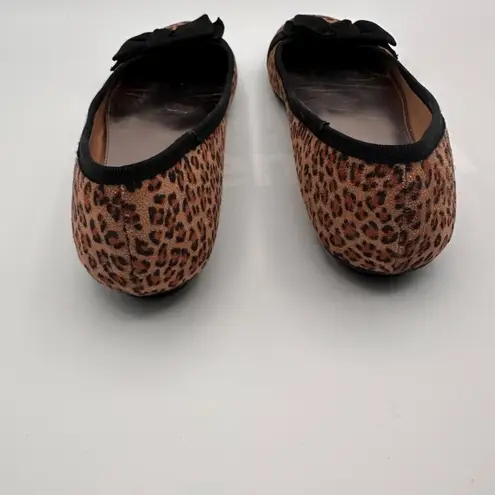 Alfani Leopard Print Ballet Flats Black Bow Womens Cushioned Insole Size 7.5