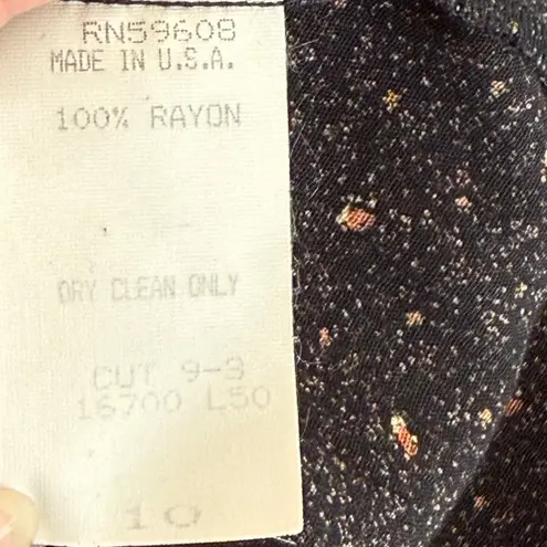 Vintage Floral Blouse Cottage Soft Modest Feminine Retro Layering Dark Academia Gray Size 10