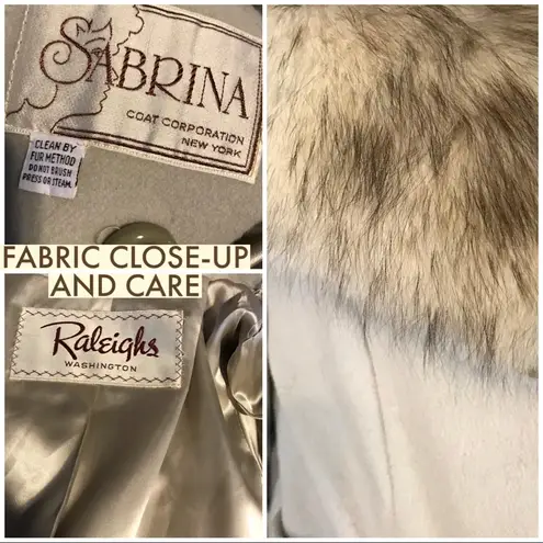 VINTAGE CIRCA 1970'S SABRINA GRAY WOOL W/FOX FUR COLLAR COAT (S)