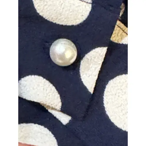 Maggy London Navy White Polka Dot Print Dress in size 2 Navy Bone Twist Neck