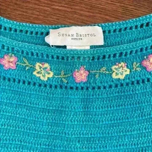 Susan Bristol Vintage Crochet Embroidered Sleeveless Tank Top Petite Small