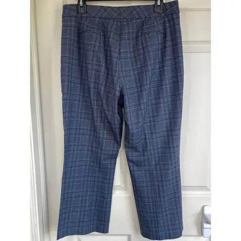 Elie Tahari Leena Plaid Cropped Pants (Blue Plaid) - Medium
