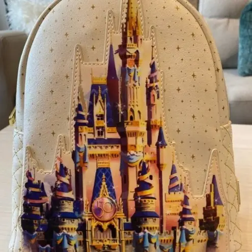 Lounge Fly NEW Disney's  50th Anniversary Cinderella's Castle White Gold Backpack