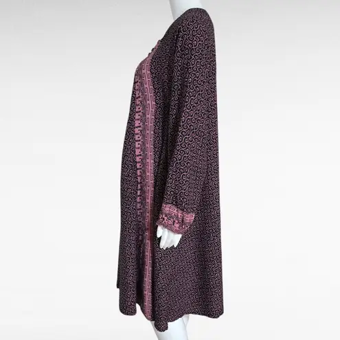 Anthropologie NAT Natalie Martin Duchess Geometric Peasant Dress Size Small Black