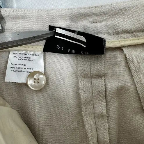 Akris Cream Stretch Cotton Twill Flat Front Boot Cut Pants Size 4 Chinos