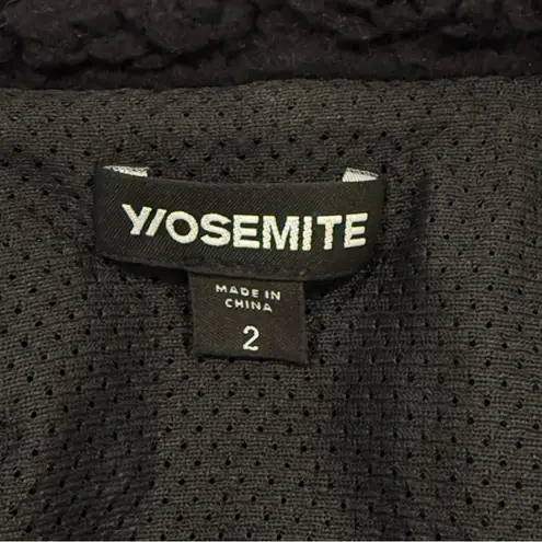 James Perse Yosemite Mixed Media Sherpa Jacket Puffer Fleece Medium Black Chic