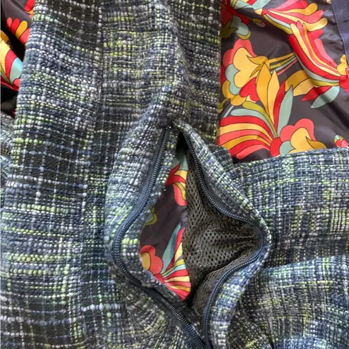 B by Burton Wool Blend Tweed Large – Hooded, Floral Lining, Warm Snowboard Coat Gray