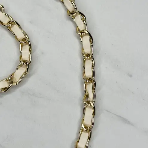 Faux Leather Woven Gold Tone Chain Link Purse Replacement Strap ✨