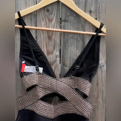 River Island Metallic Wrap Swimsuit