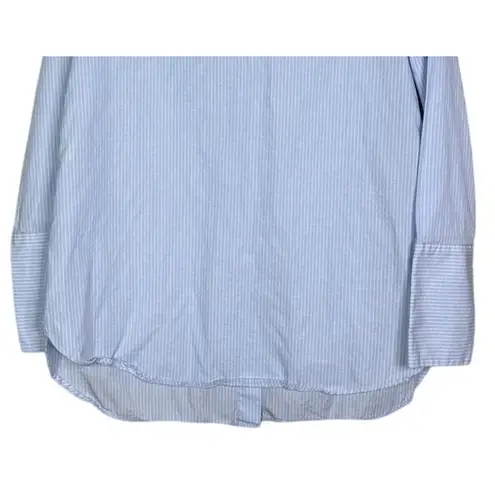 ZARA  Oversized Striped Boat Neck Button Down Collar Shirt Long Sleeve XS Blue