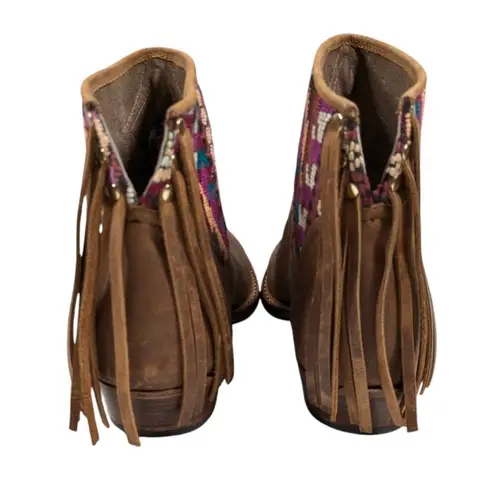 Handmade Artisan Distressed Leather Booties EUC Size 8 S3188 Brown