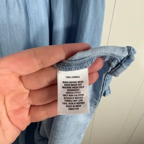 Wonderly Light Wash Lightweight Chambray Denim Tiered Ruffle Sleeve Dress XL