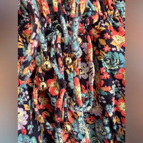 Free People  Show Me Love Linen blend floral print romper smocked ruffle XS