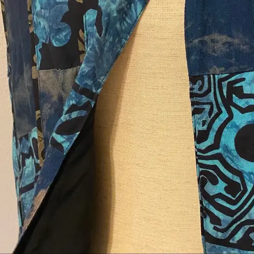 Soulmates blue black open front vest fabric bobble button size medium