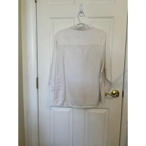 C.D. Daniels Linen Blend White 3/4 Sleeve Top Size 1X Beachy Cover Up Vacation