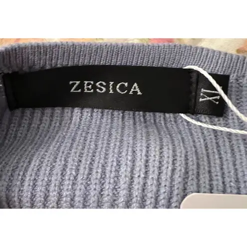 Zesica Womens Sweater Size XL Blue Gray Long Sleeve Pullover V Neck Peplum NWT