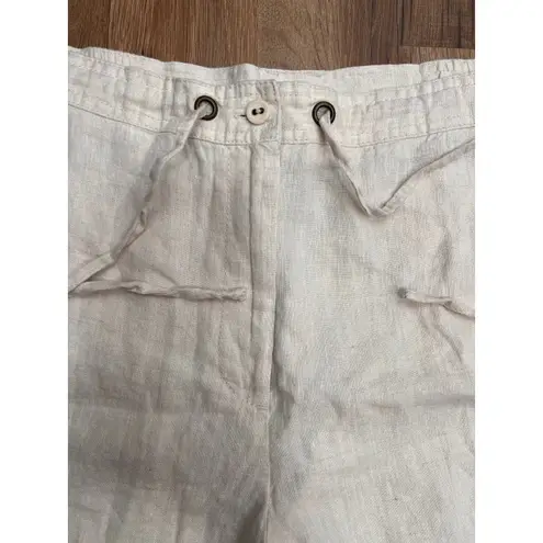 JM Collection Linen Pants Women's 18 Beige Drawstring Wide Leg Casual