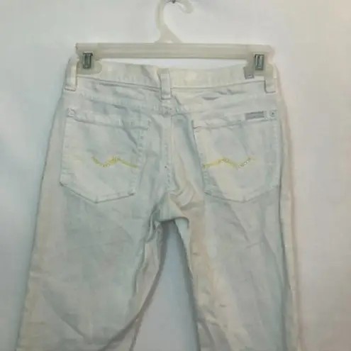 7 For All Mankind  7FAM Roxanne Jeans White Cropped Crop Ankle Cotton Blend W24