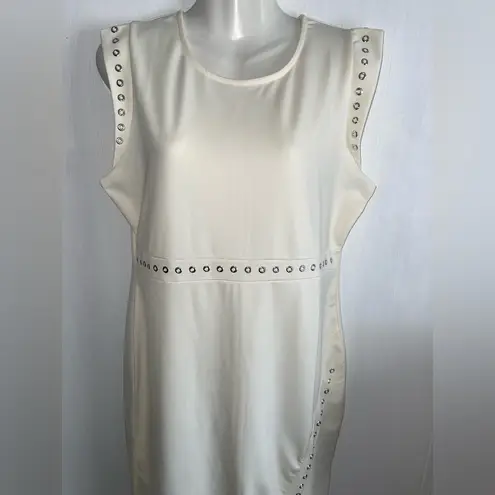 Daisy Fuentes  Cream Midi Dress with Stud Accents