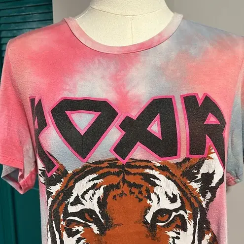Evereve Zutter ROAR tiger tie-dye tshirt tee pink stretch and soft - small