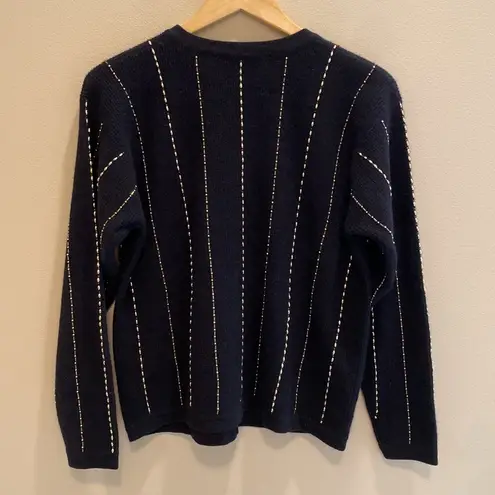 Marisa Christina Lambswool Rabbit Hair Crew Neck Gold Beaded Cardigan SMALL Black