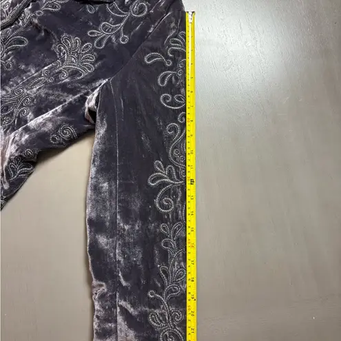 Laura Ashley Embroidered Velvet Jacket Renaissance Vintage Whimsigoth Purple PL