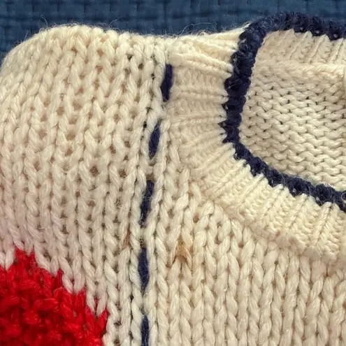 VTG 80s Allison Smith Heart Knit Sweater | L Ramie Blend Made in Korea Red Size L