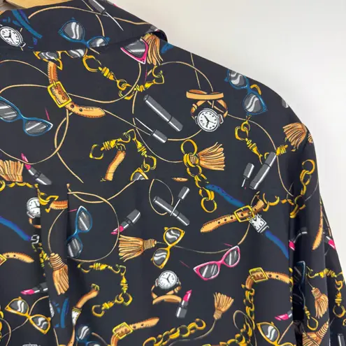 Apt. 9 Chain Accessory Fashion Print Button Down Shirt Size XXL Retro Lightweight