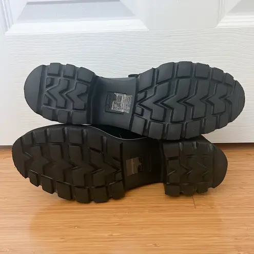 Dolce Vita Black Leather Halona Chunky Block Heel Platform Loafer 9.5 NWOB