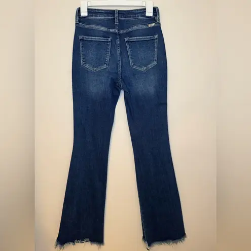 KanCan Brooklyn High Rise Bootcut Jeans Size 7/27 Raw Hem Dark Wash KC5224D Blue