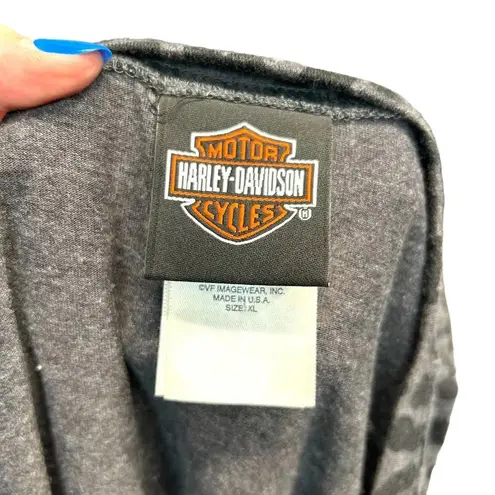 Harley Davidson Charcoal Gray Black Cheetah Print Tee Shirt Size XL