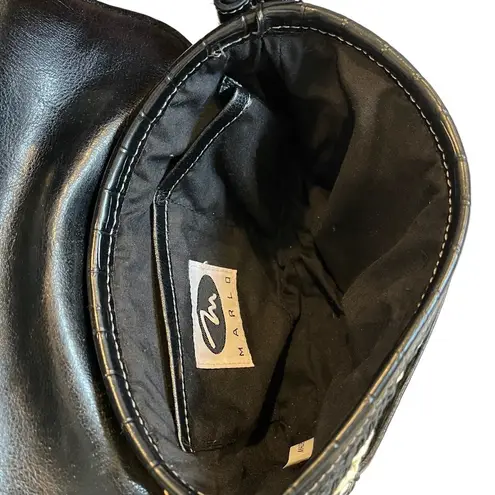 Vintage Marlo Leather and Braided Cord Shoulder Bag Black