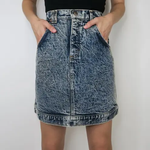 Lee Vintage 80s Acid Wash Denim Mini Skirt